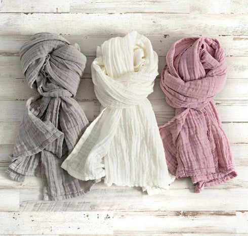 Soft, warm, stylish muslin scarf